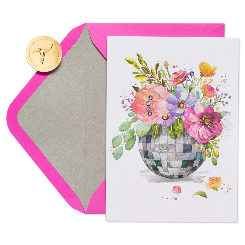 Papyrus Blank Card (Floral Disco Ball) - Image 1
